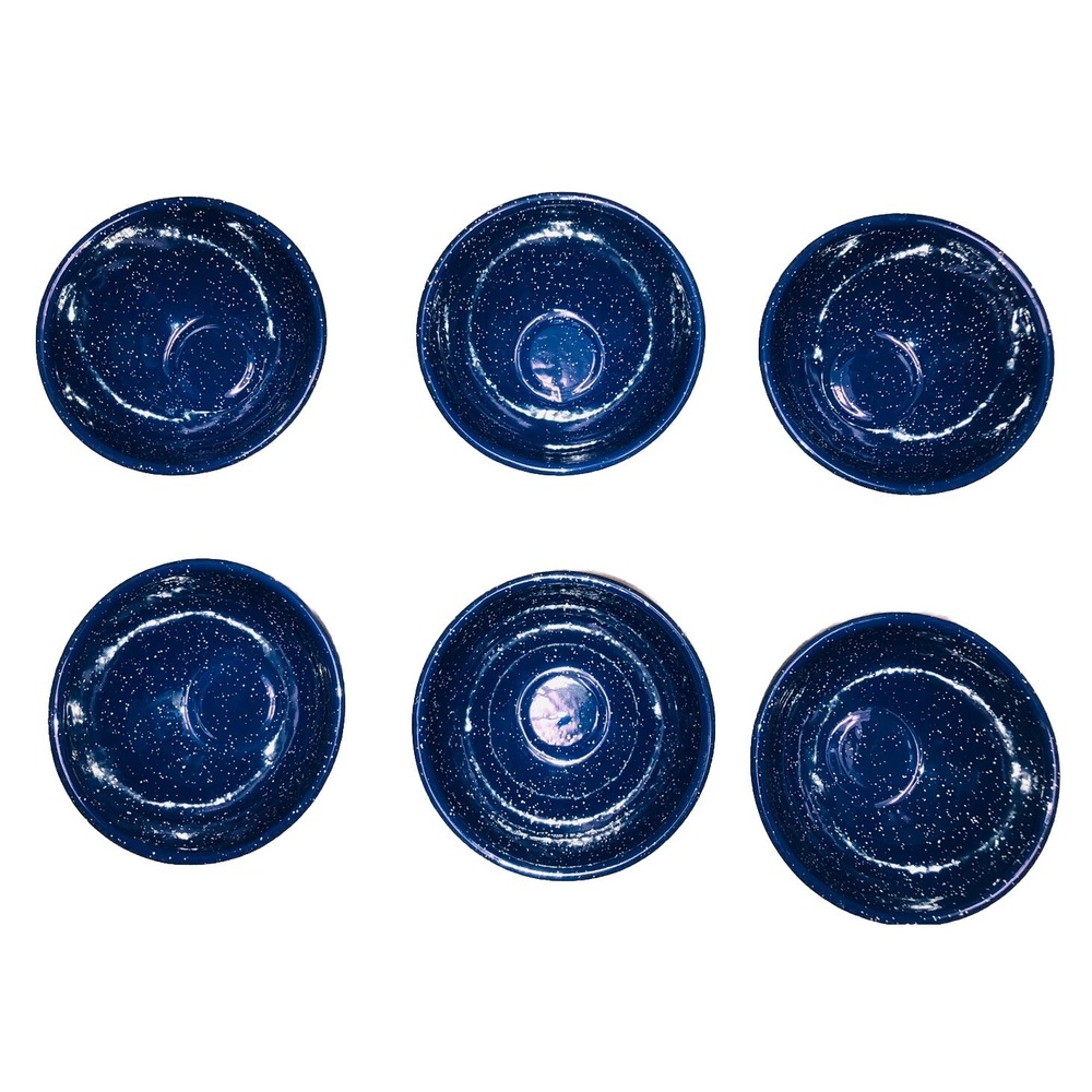 Ozark Trails Enamelware‎  Bowl Blue Speckled  6" Camping Set Of 6 NEW Old Stock